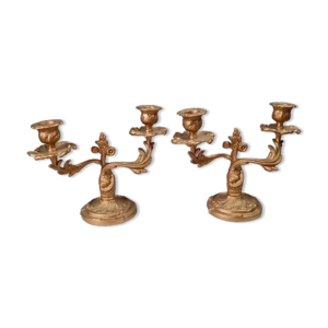 Paire de bougeoirs anciens - style rocaille louis