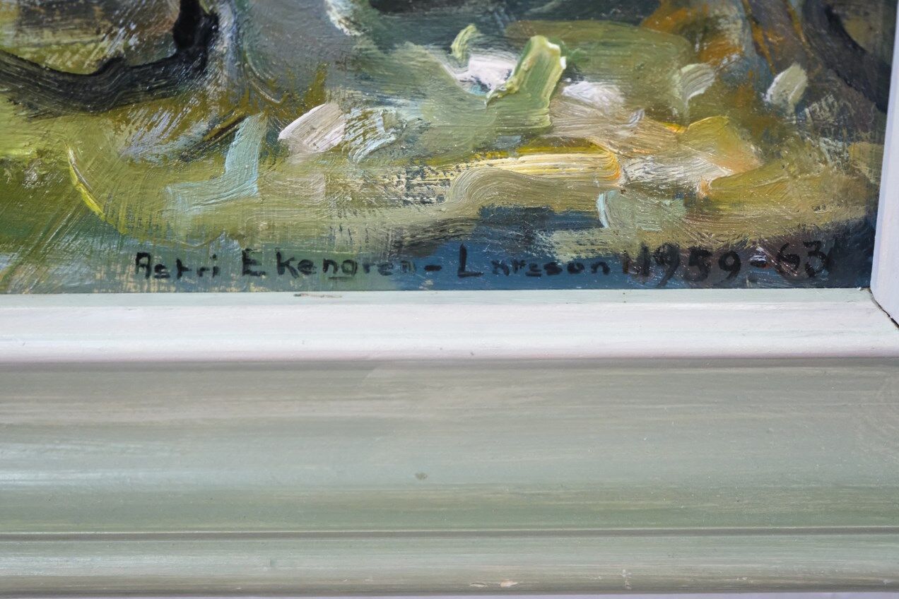 Astri Ekengren-Larsson, Swedish Modern Landscape, 1960s, Oil on Panel, Framed