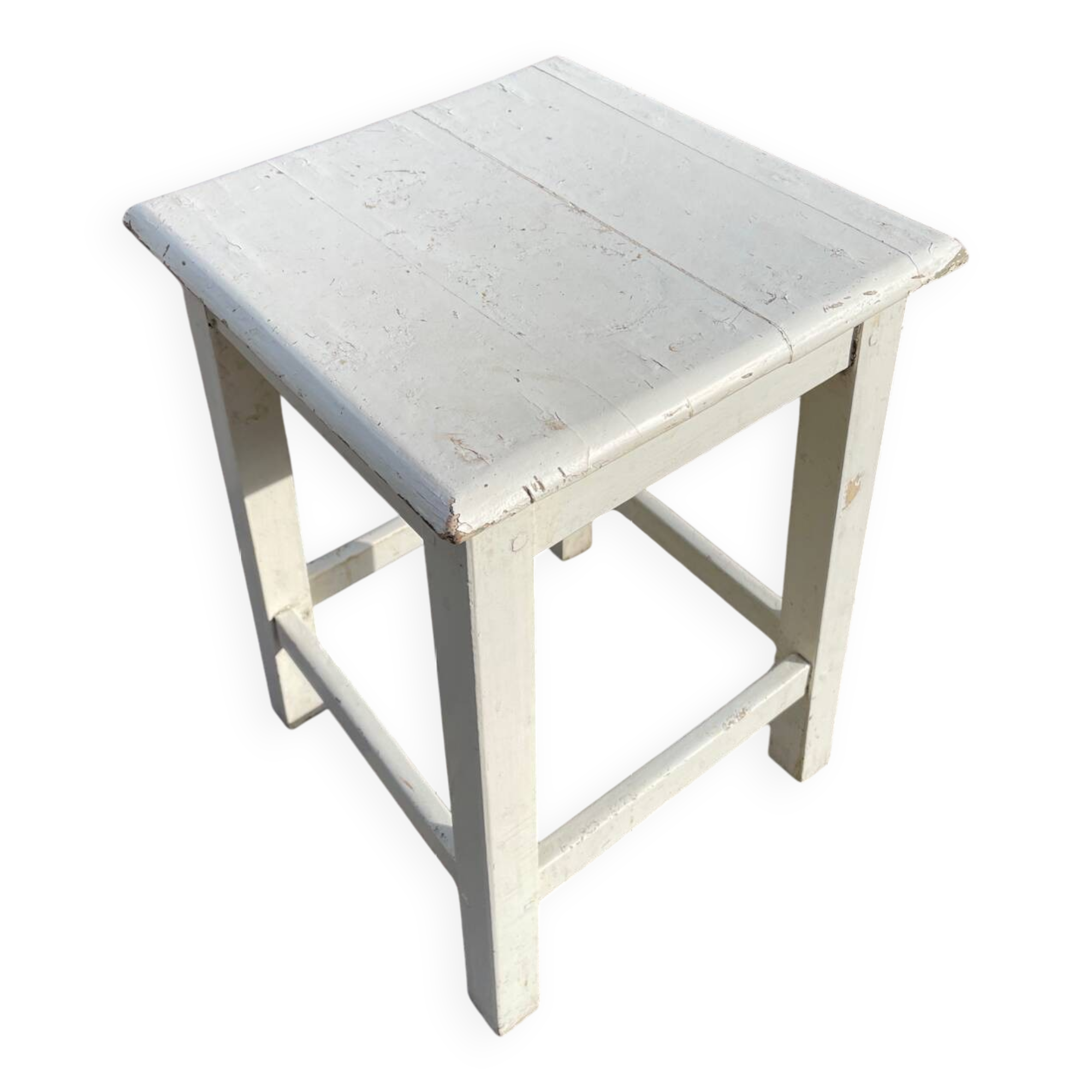 White square wooden stool