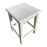 Tabouret carré en bois blanc