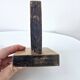Old wooden bookends with pyrography flower decoration signed 1940s Art Deco
