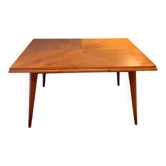 Table à manger avec 2 rallonges pieds compas