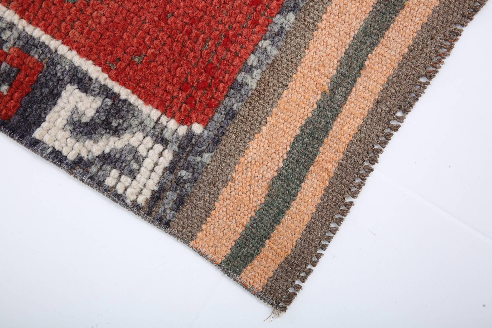 3x10 Wine Red Brown Turkish Runner Rug, 97x325Cm
