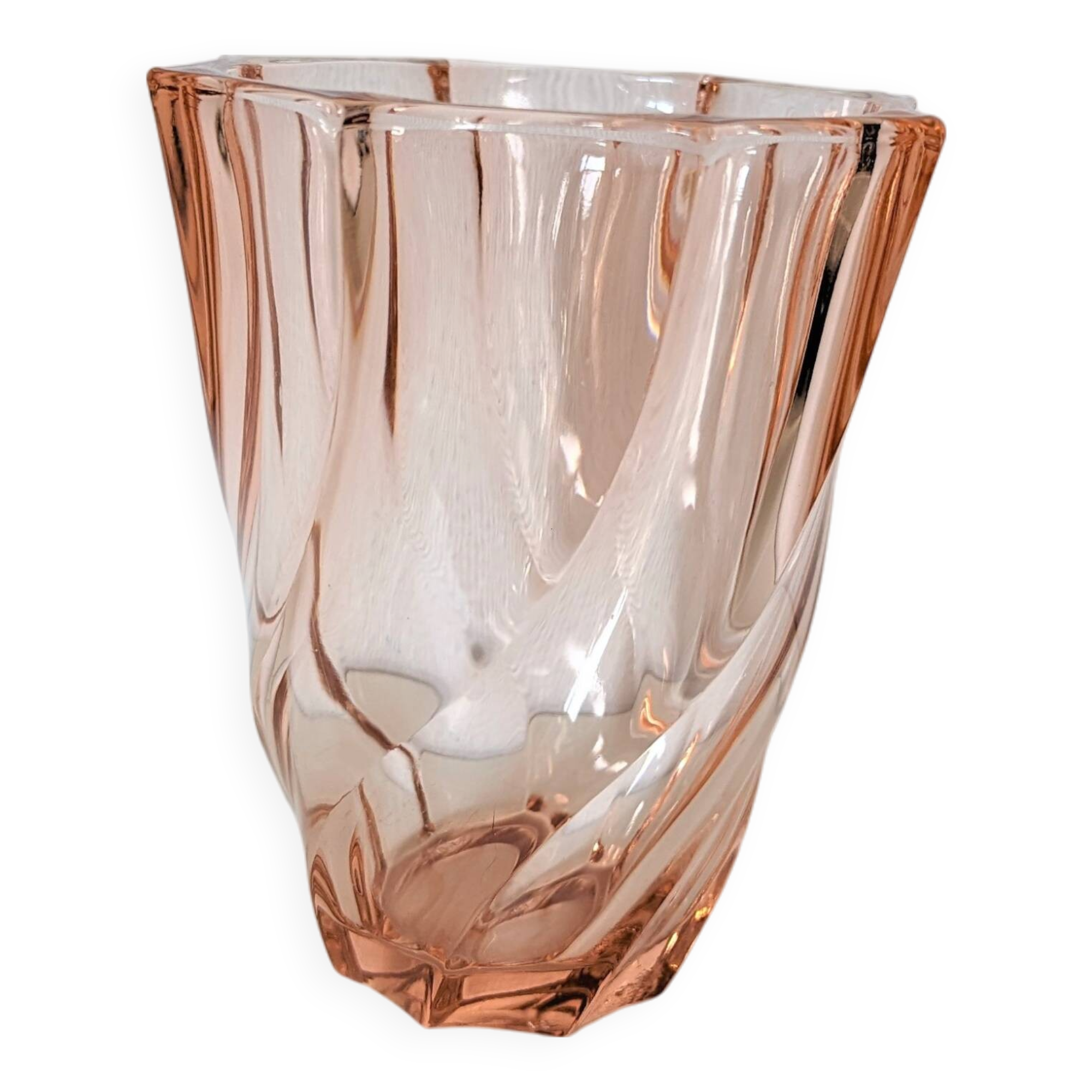 transparent glass vase in art deco style