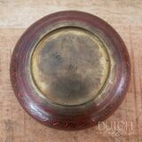 Boîte à souvenirs ronde en laiton indien vintage, boîte à souvenirs avec couvercle, rouge métallisé