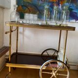 Trolley bar in neoclassical mahogany and brass