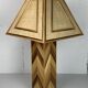 Midcentury pencil reed rattan bamboo and brass table lamp, 1970s