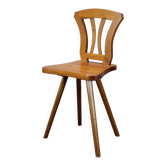 Chaise de ferme folklorique tchèque vintage en bois massif, vers les années 1940-1950