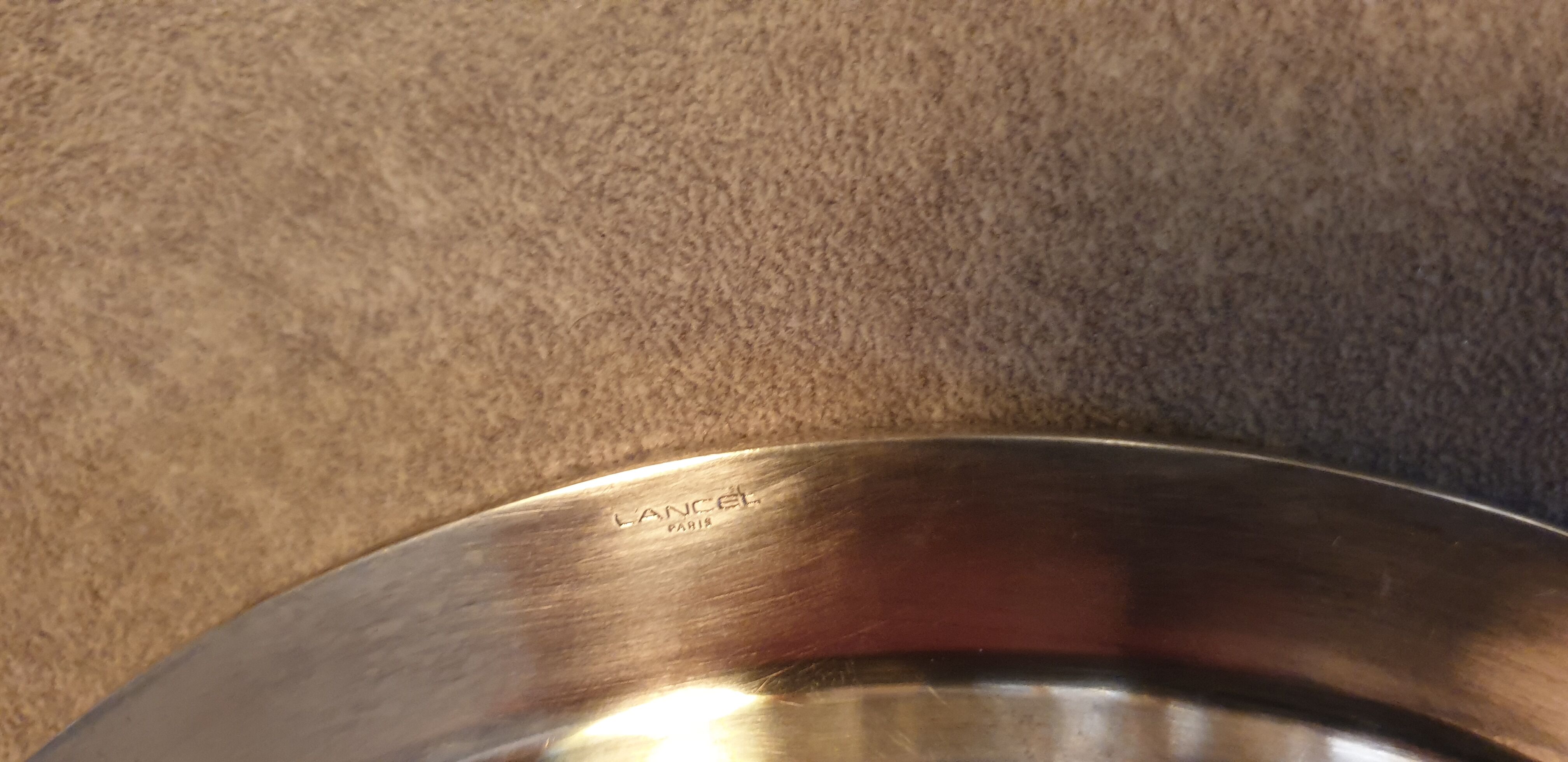 Silver metal serving plate lancel paris
