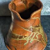 Pottery pitcher of La Borne in glazed stoneware art populaire
