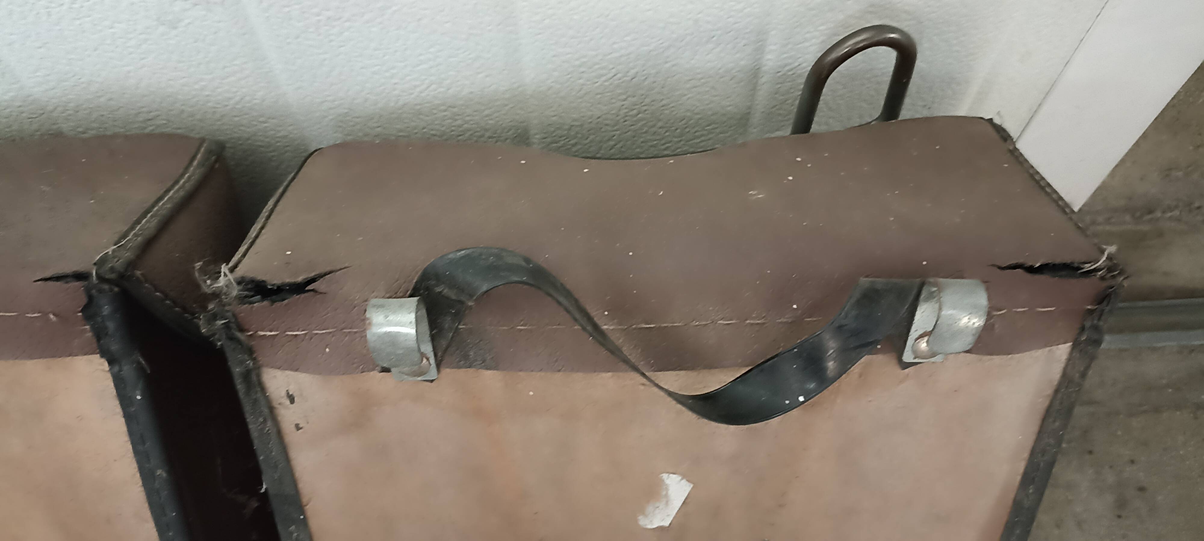 Pair of brown vinyl two-wheel saddlebags