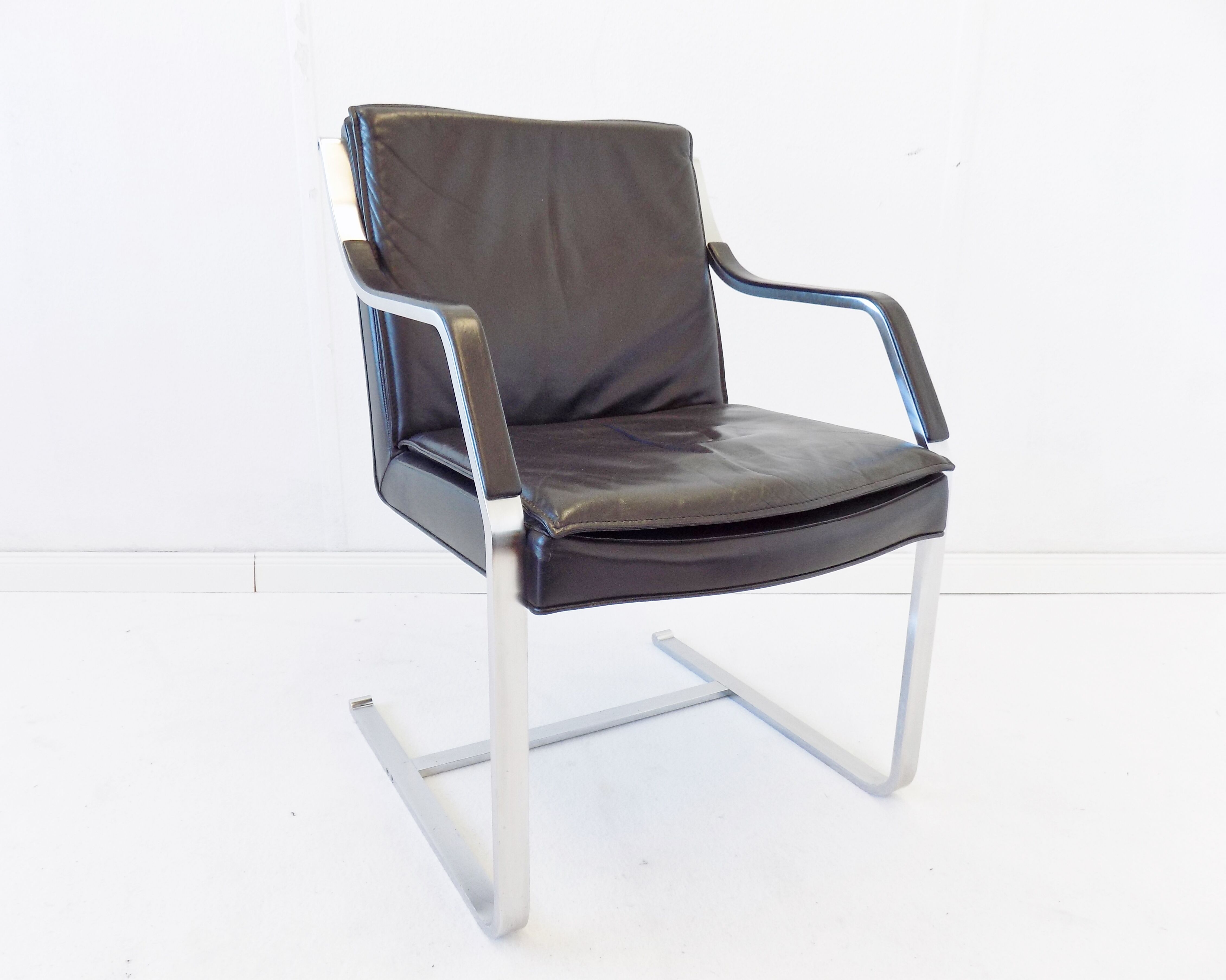 Fauteuil en cuir noir Knoll Art Collection par Rudolf B. Glatzel