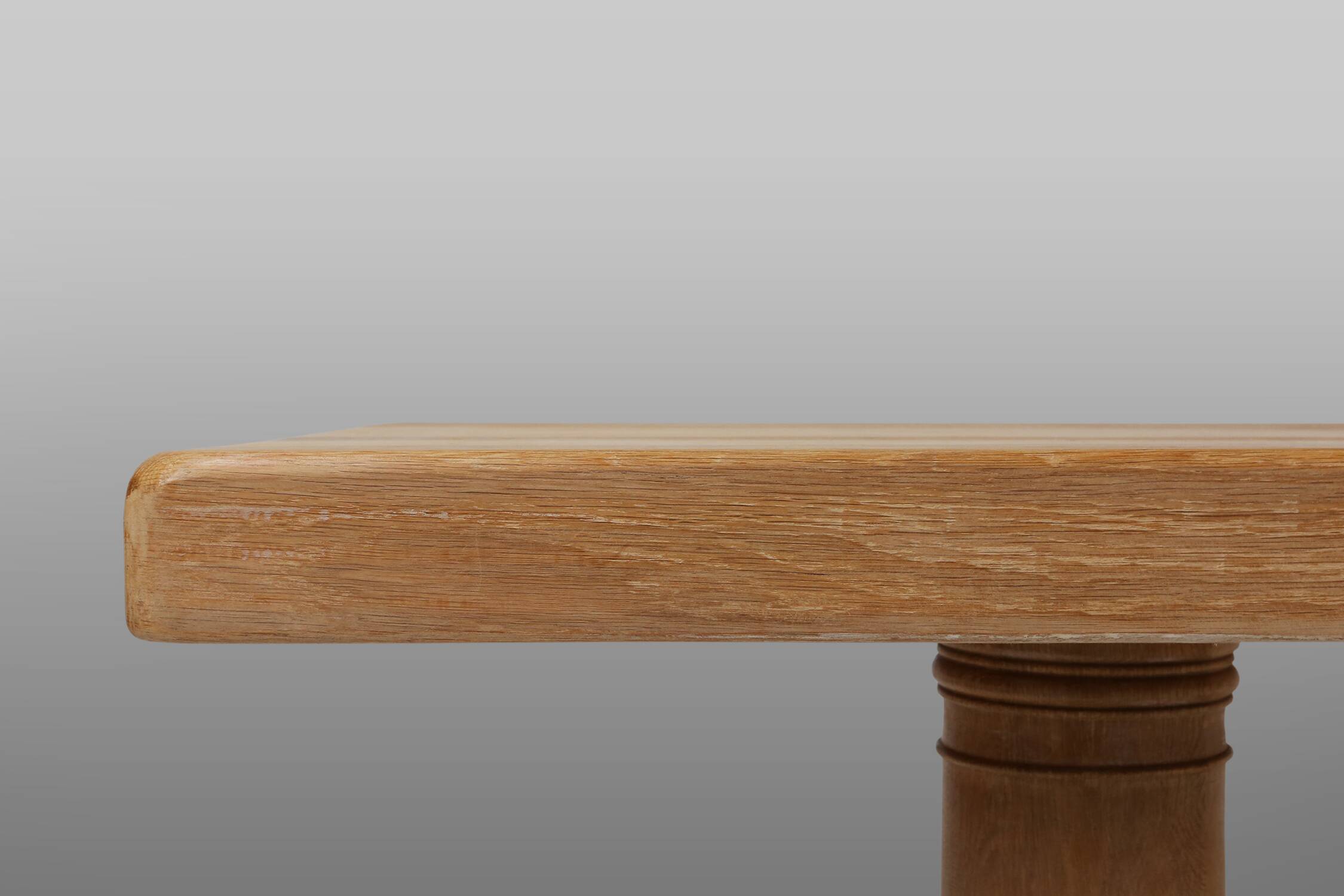 Rustic mid-century French dining table in oak from the 1950s