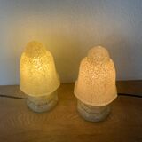 2 Lampes Art Deco Globe Verre De Clichy Jaune.