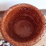 Very pretty woven bamboo plant pot from the 60s