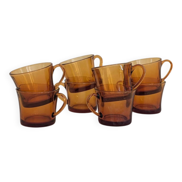 Ensemble de 8 tasses à café ambrées