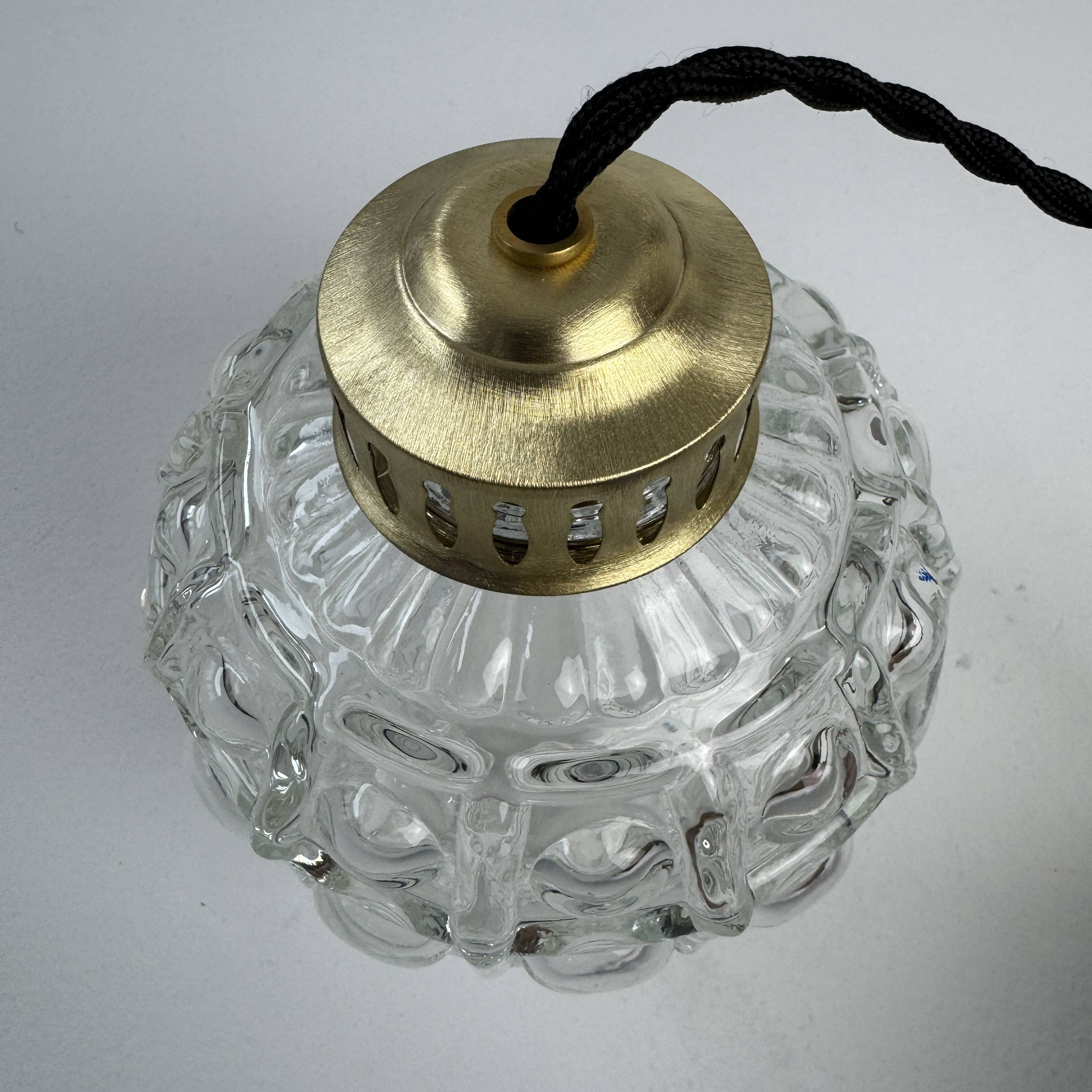 LOT OF 3 OLD VINTAGE BUBBLE GLASS HANGER LIGHTS
