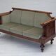 1930s, Danish 3 seater antique sofa, furniture velour, ash wood.