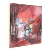 Oil on canvas signed Monique Humbert, abstract composition, wall painting, interior decoration.