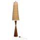 1960s Parker Knoll wooden table lamp with wicker shade, Britain