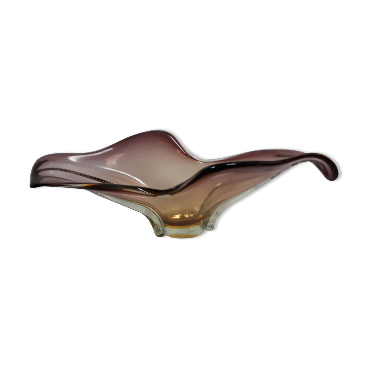 Fruit cup vintage Murano glass 1960 purple yellow