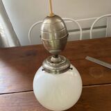Opaline ball pendant light vintage 50s/70s