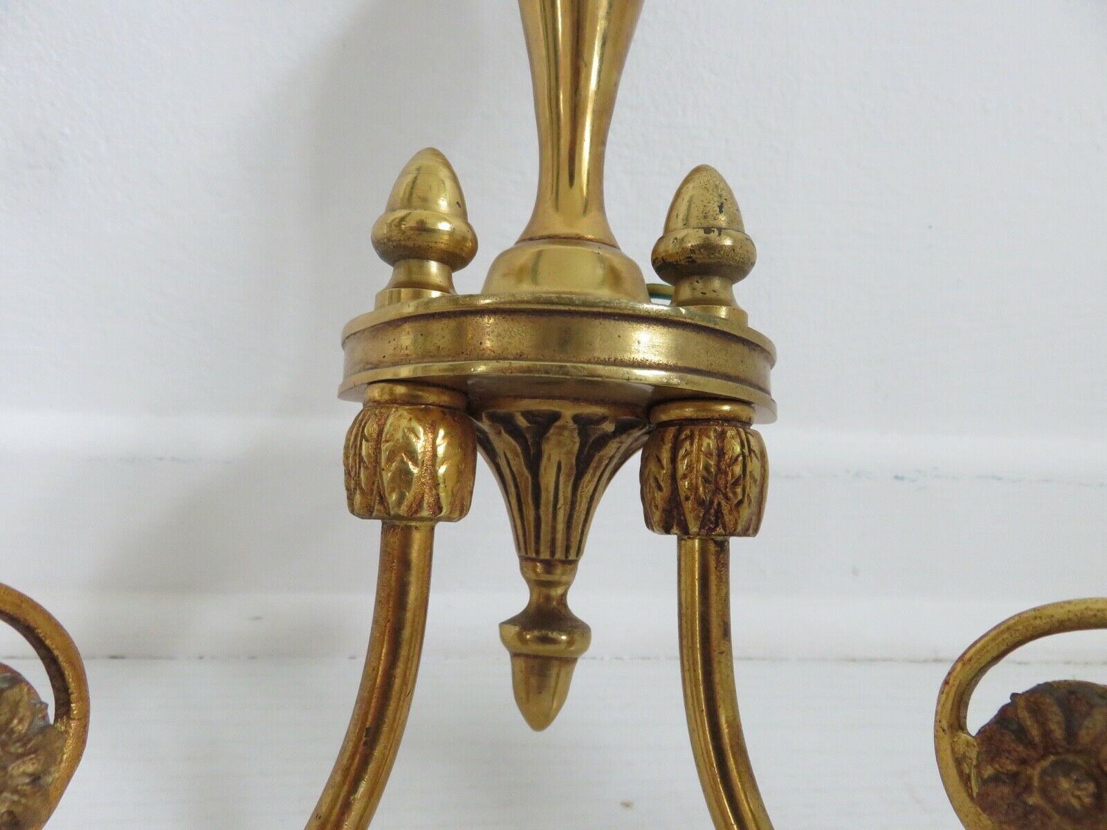 Pair of double wall lamps directoire style Lucien Gau in solid bronze gilded with bright gold