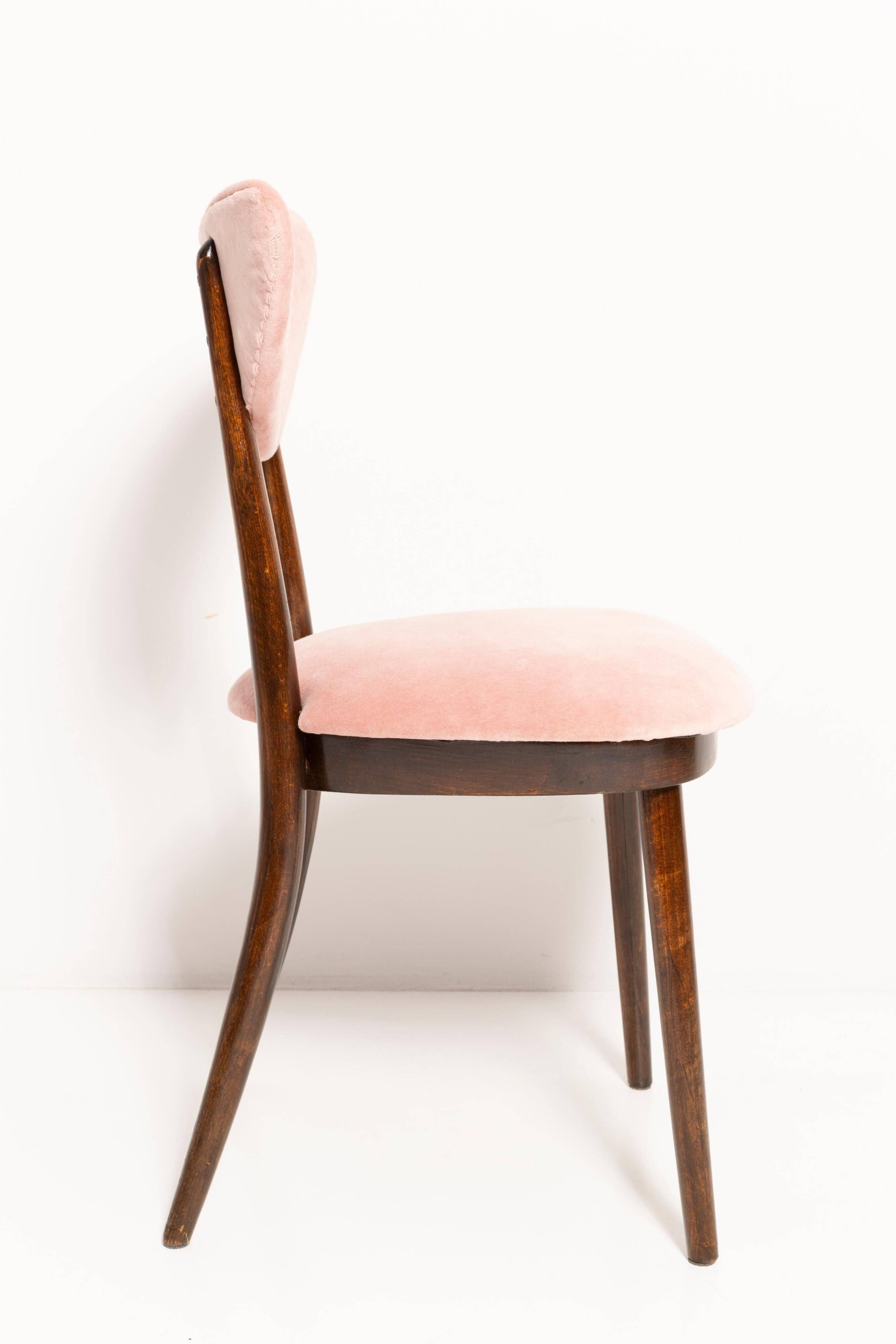 Pink Heart Mid-Century Cotton Velvet Chair, Europe, 1960s
