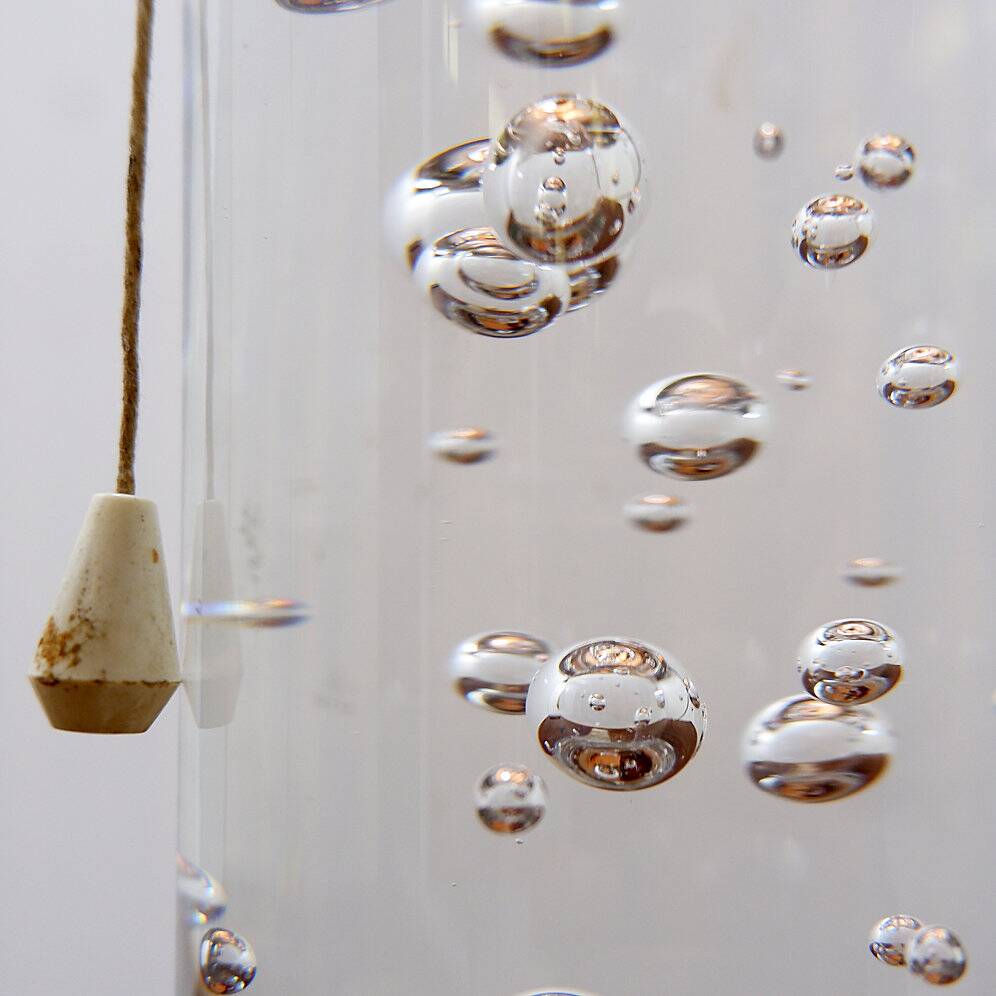 Glass lamp with air bubble pattern, "Daum France" style, circa 1975