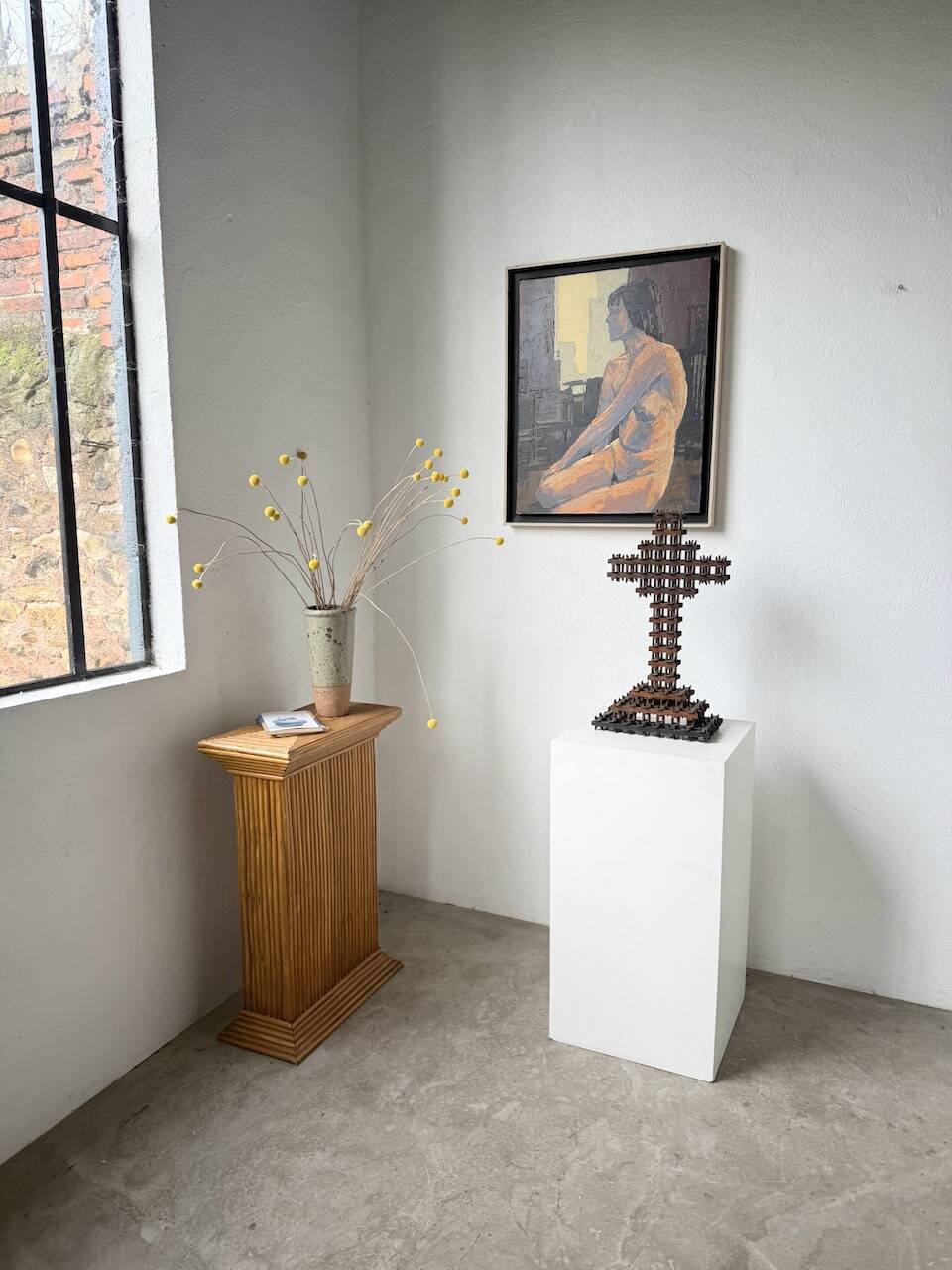 Crucifix sculpture Tramp Art 1900