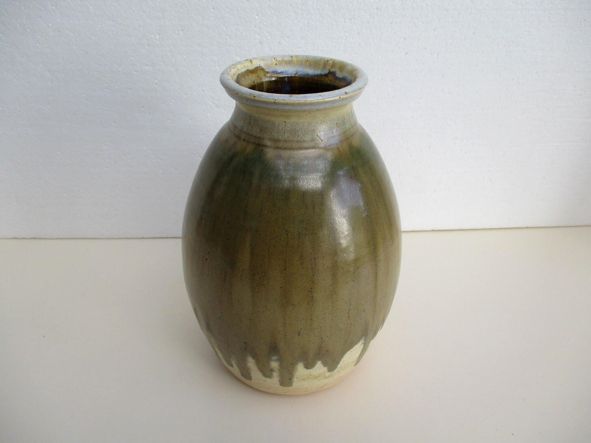 Enamelled sandstone vase