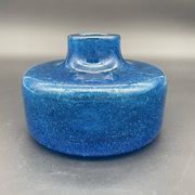 Vintage cobalt blue bubble glass vase – 1960s Scandinavian design