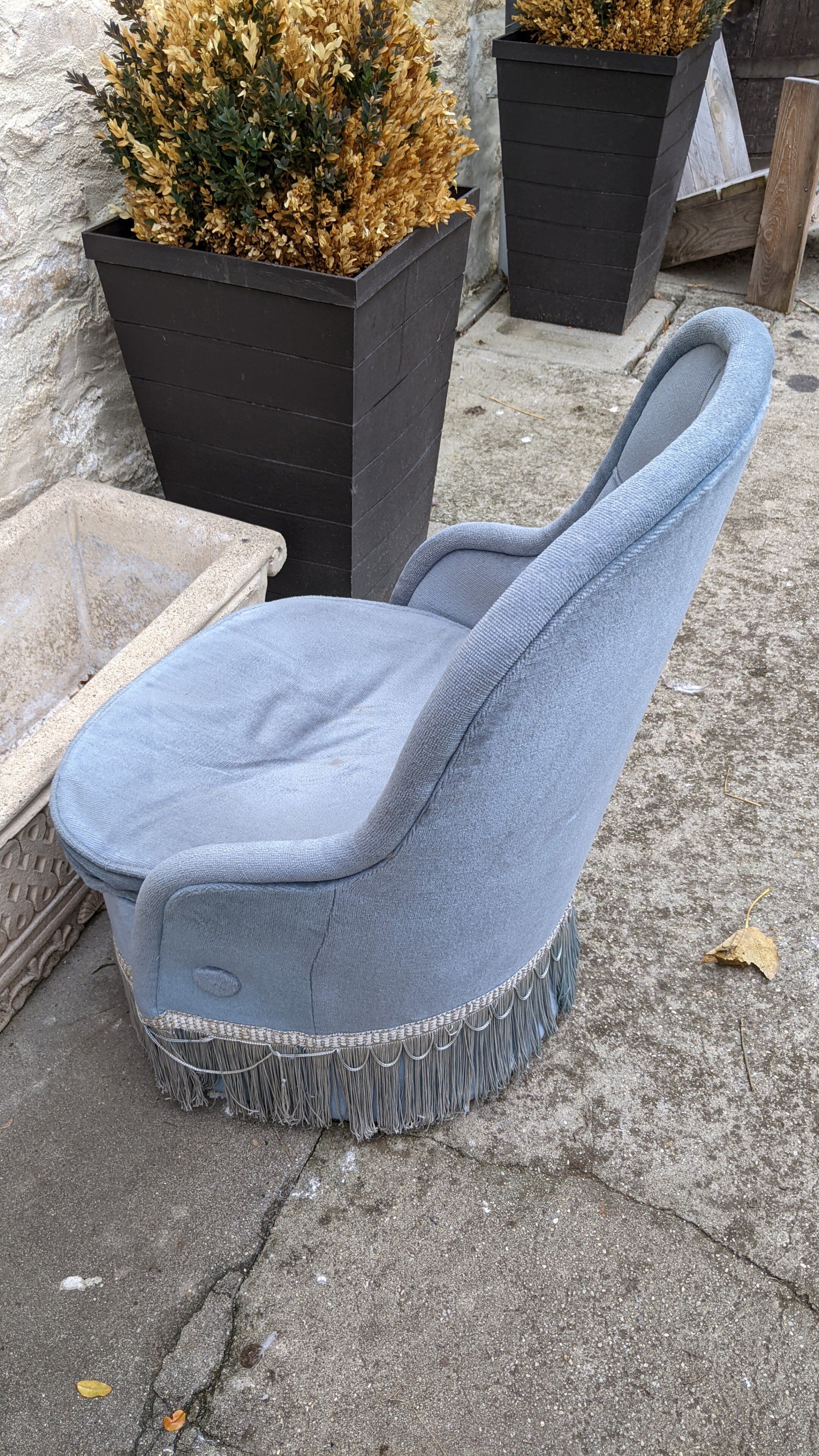 Chauffeuse velours bleu lagon