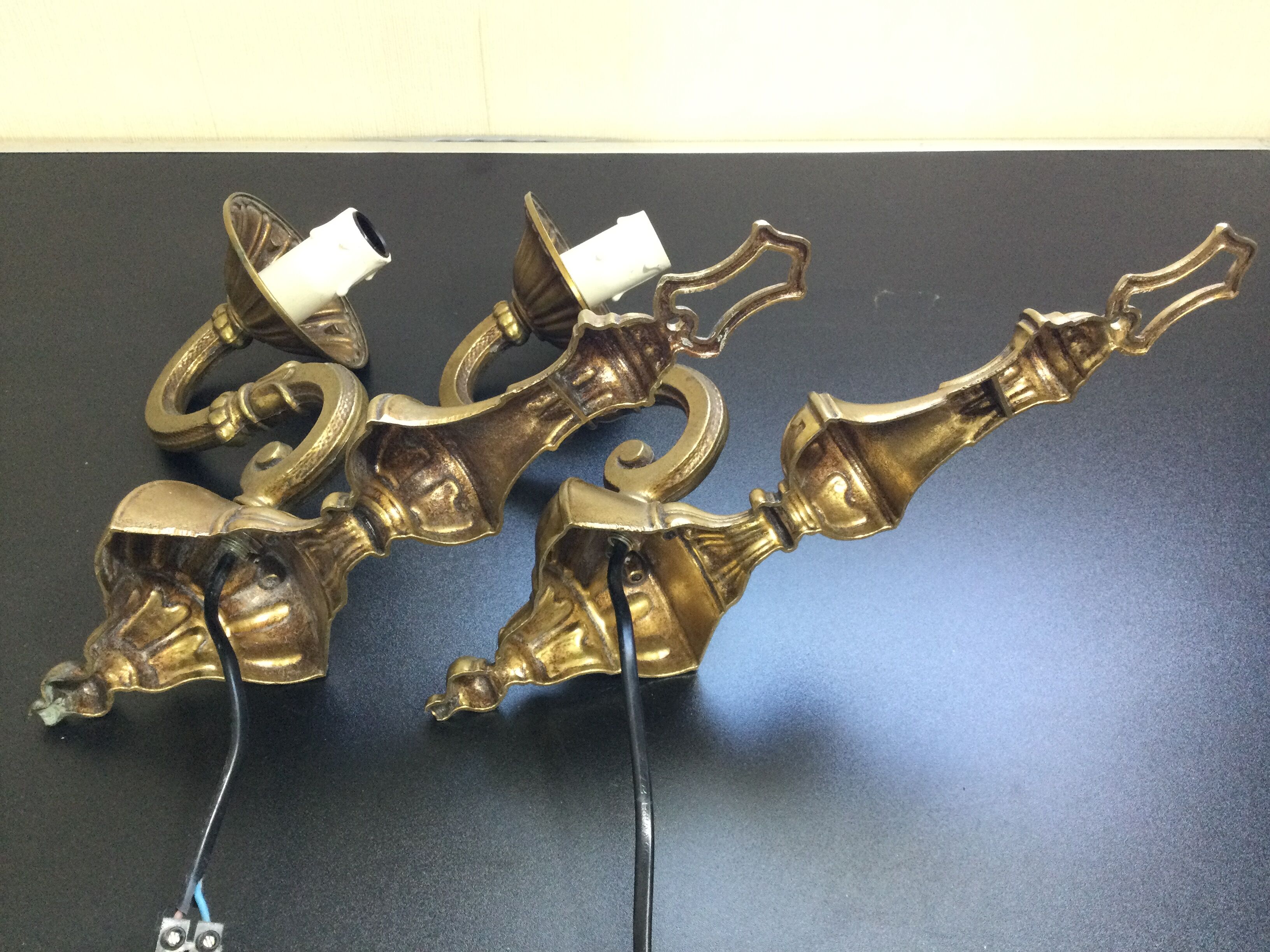 Pair of bronze applique 1 light