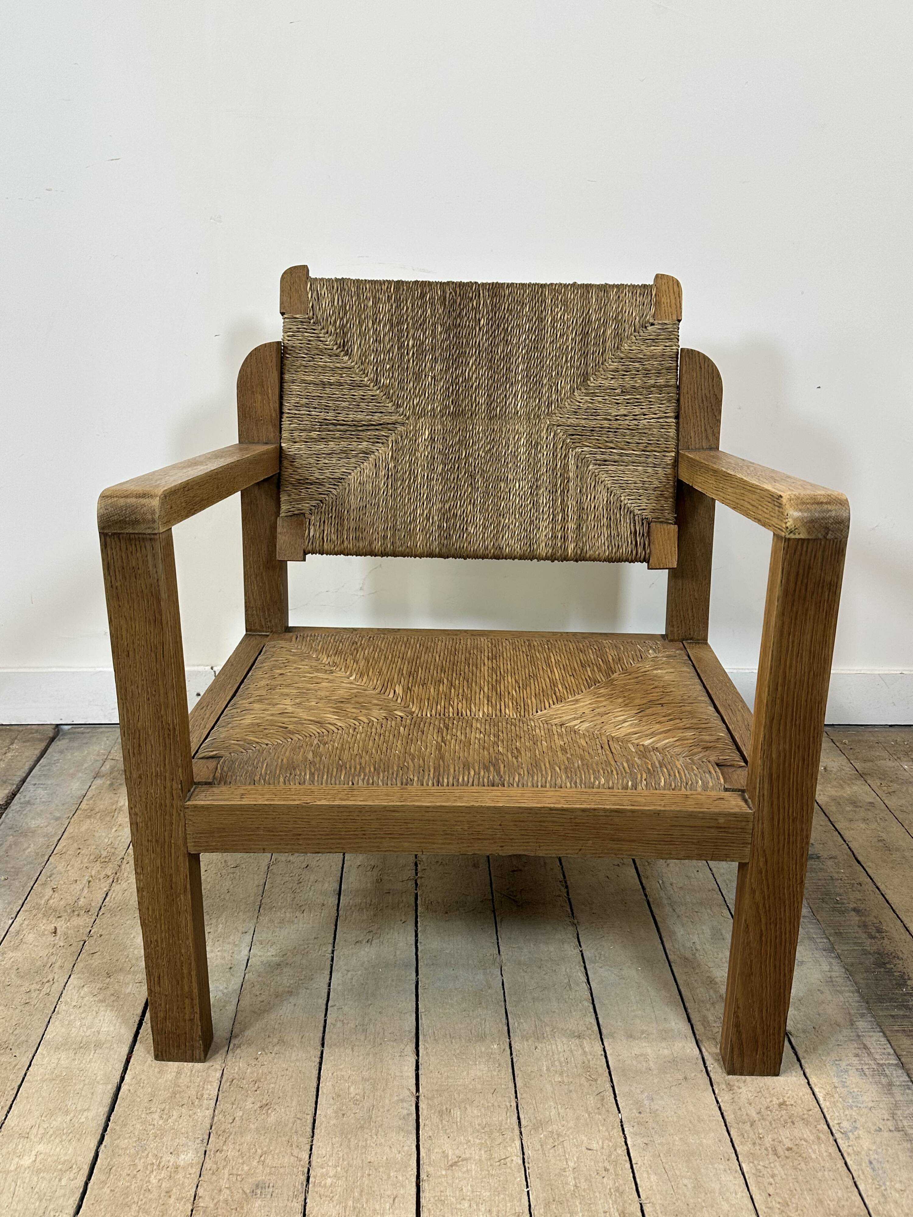 Brutalist armchair in oak 1950s