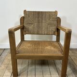 Brutalist armchair in oak 1950s