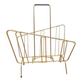 Asymmetrical gold metal magazine rack – 1960s