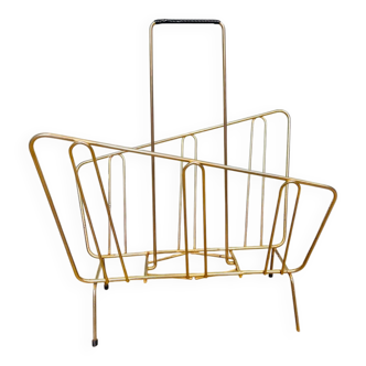 Asymmetrical gold metal magazine rack – 1960s