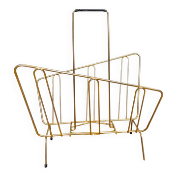 Asymmetrical gold metal magazine rack – 1960s