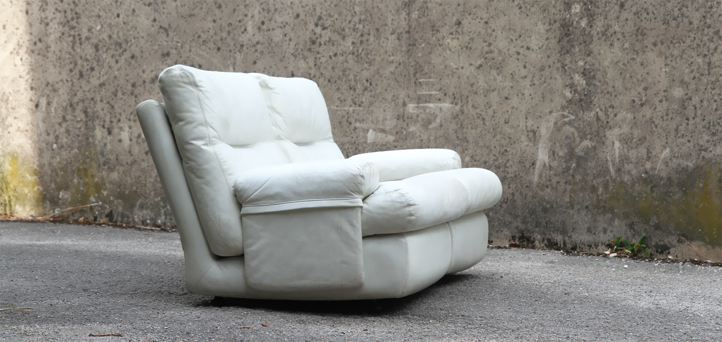 Ligne Roset white leather sofa