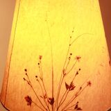 1950s floor lamp in brass and teak/shade with floral motif