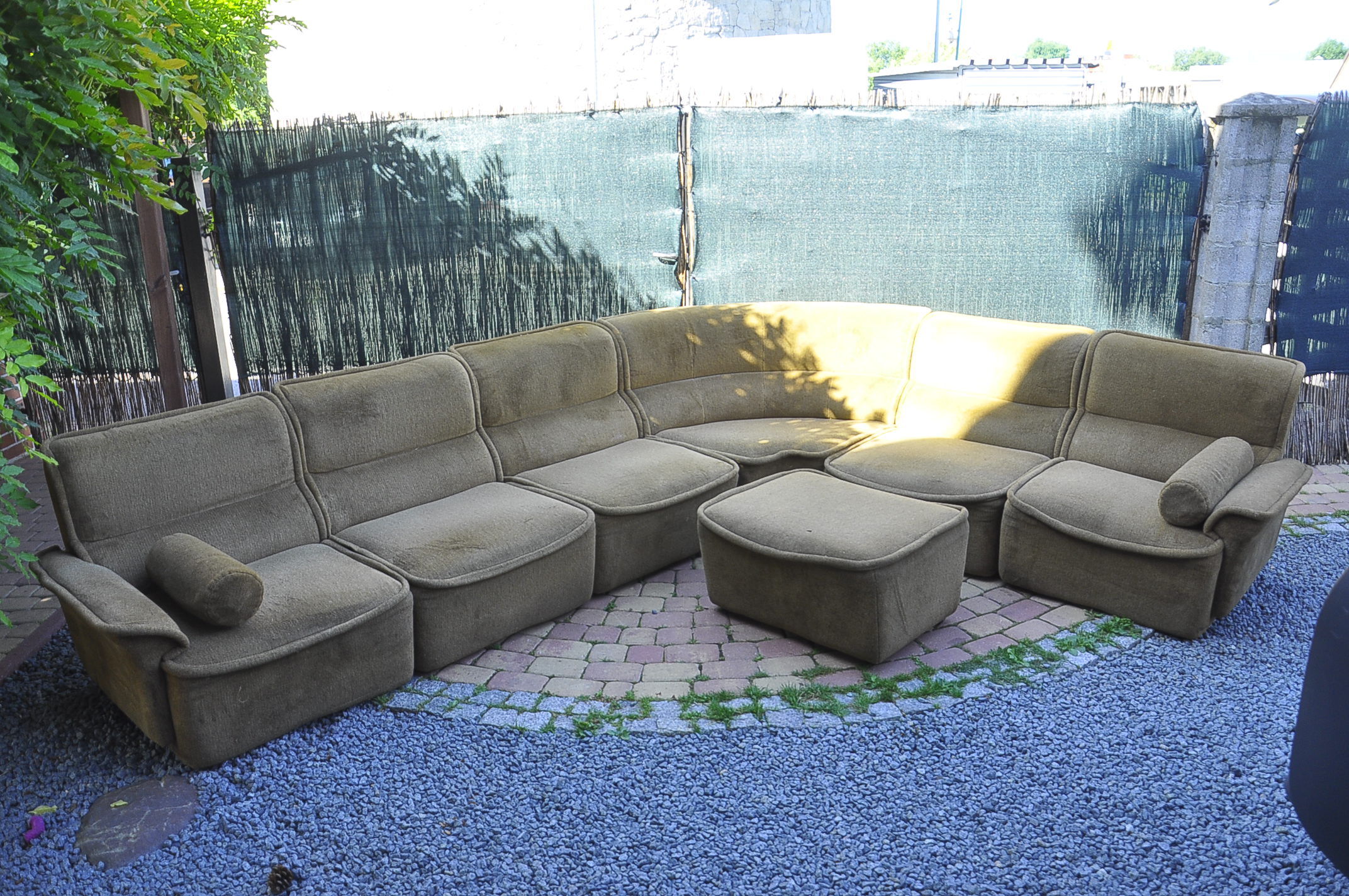 Laauser orange corduroy modular sofa, 70s