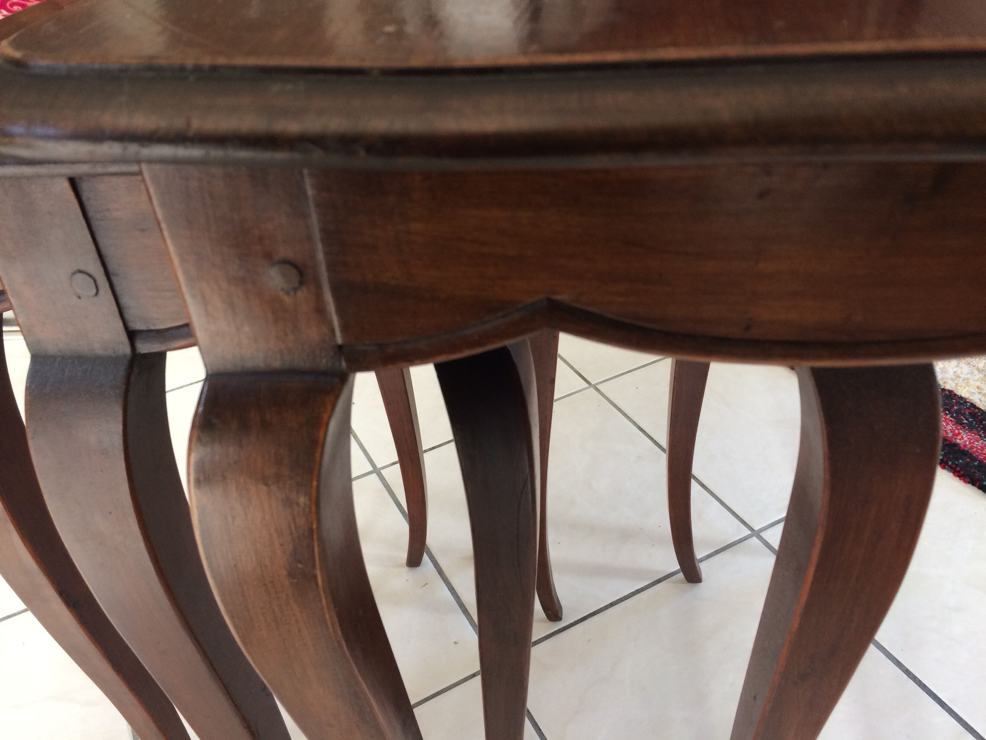 3 old pull-out tables in mahogan