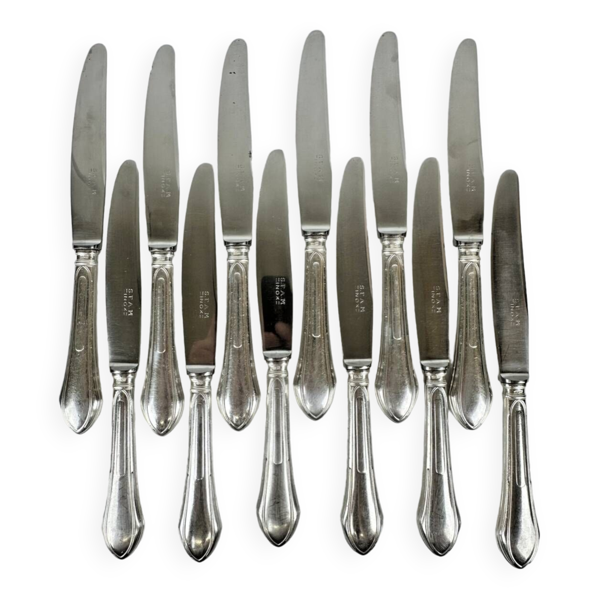12 table knives in silver metal and steel SFAM