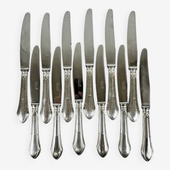 12 table knives in silver metal and steel SFAM