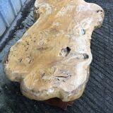 Handcrafted Brutalist coffee table in solid elm