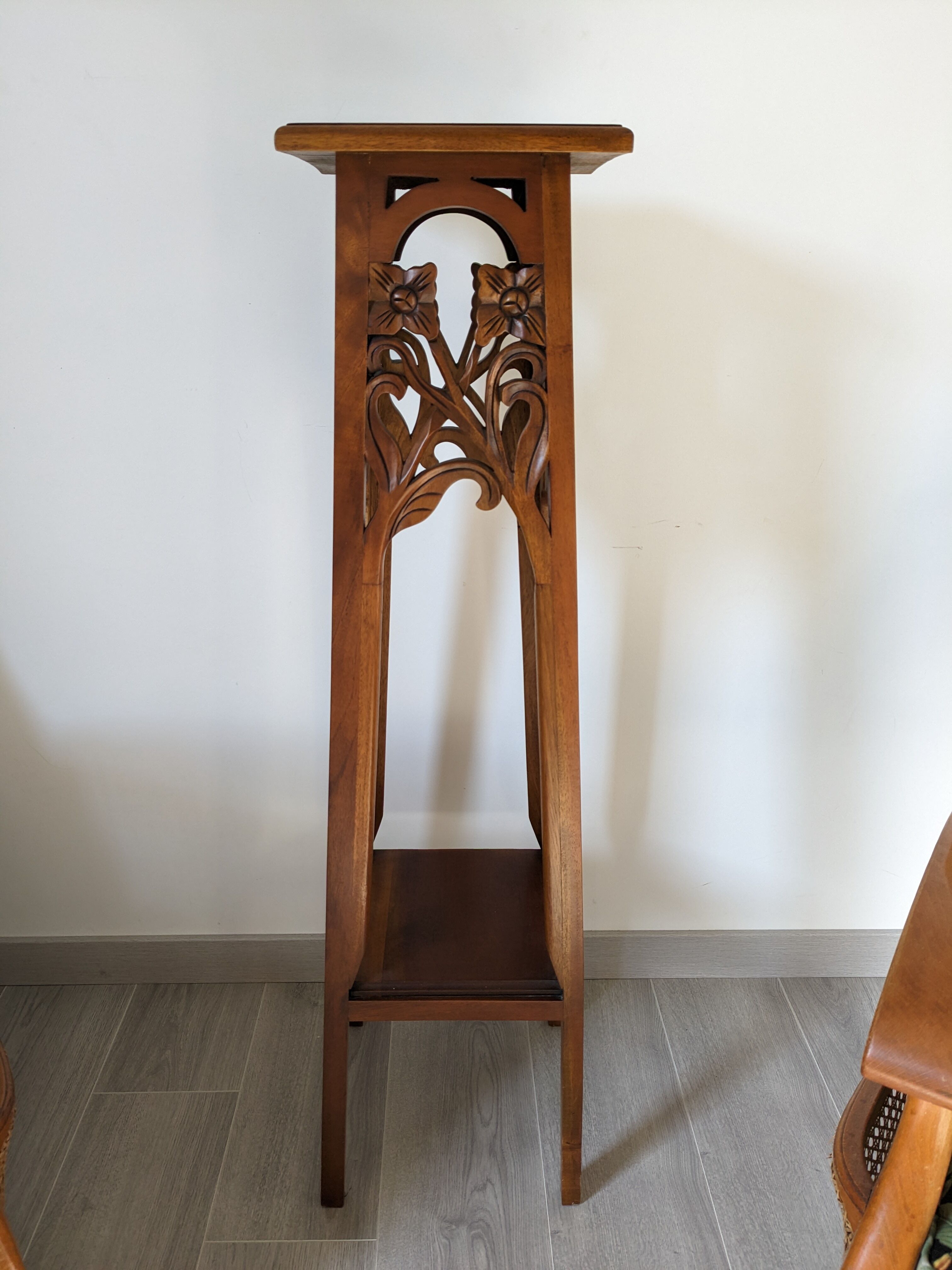 Art nouveau spirit side table in solid walnut