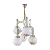 Italian chandelier chrome and globes Murano colored, DLG Sciolari