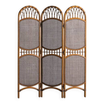 Mid-century room divider in bamboo and cane, Denmark, 1970s