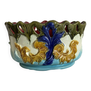 Antique jardinière in majolica Art Nouveau 32 cm
